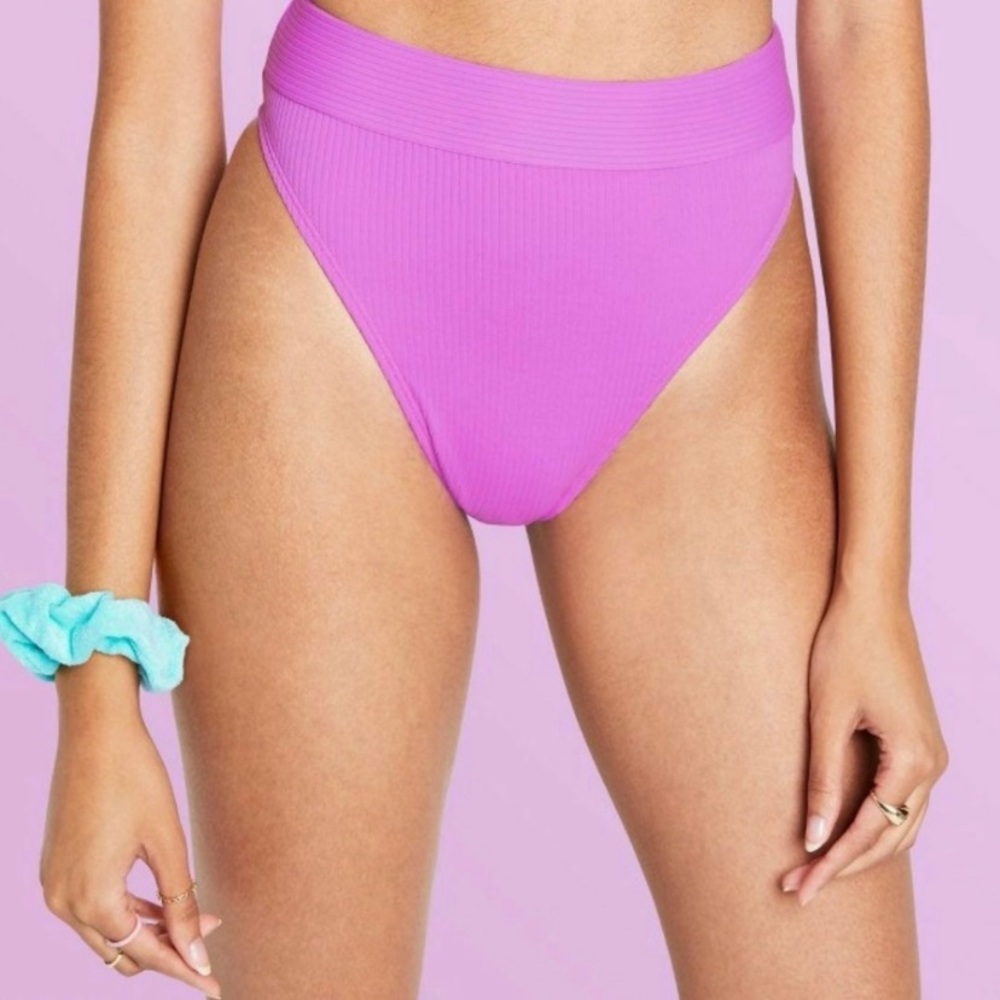 Stoney Clover Lane purple ribbed bikini bottom new with tags XS